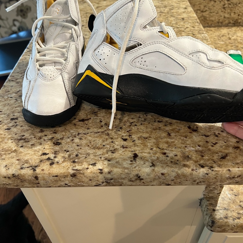 Nike Jordan Youth Boys White and Black Sneakers with Yellow Accents